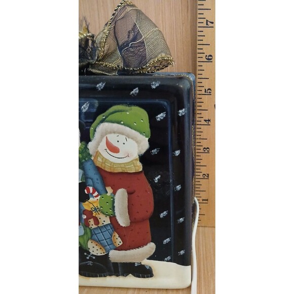 Seasons Holiday Collection Glass Light Up Christmas Present Block with Snowmen - Picture 12 of 14